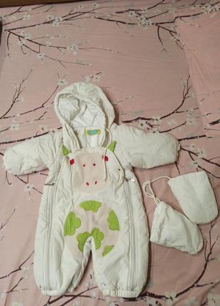 Теплый демисезонный комбинезон костюмчик длина 55 отличное состояние без дефектов