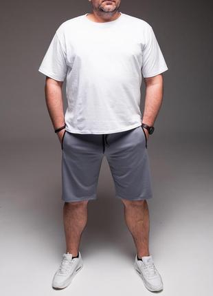 Чоловічий костюм футболка + шорти батал білий