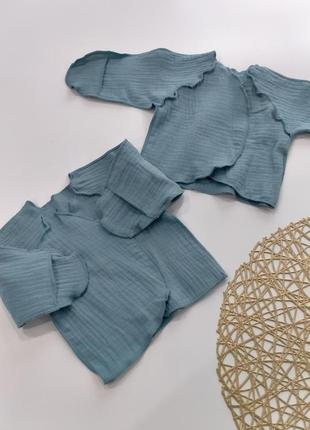 Муслиновые распашонки-нецарапки запуск6381)