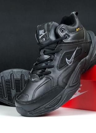 Зимові кросівки на хутрі чоловічі найк чорні м2к