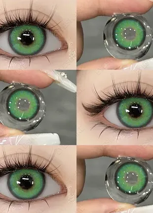 Кольорові контактні лінзи зелені з контeйнeром без діоптрій