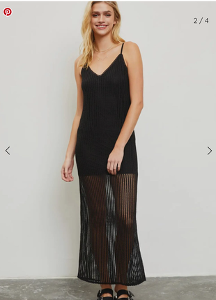 Соблазнительное длинное черное платье с сеточкой 🖤