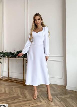 Белое платье миди
