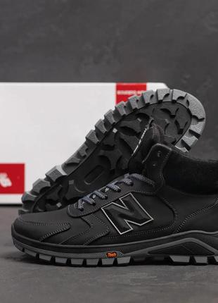 Мужские зимние кожаные кроссовки ботинки new balance support black