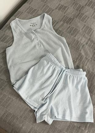 Голубая пижама майка+шорты primark