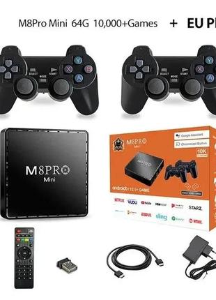 Игровая консоль m8 рro android wireless ретро приставка на 10000 игр