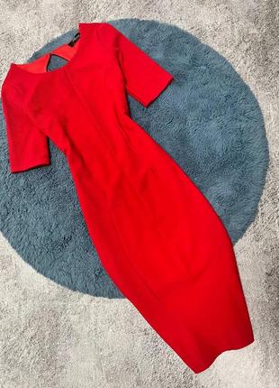Червона сукня футляр міді