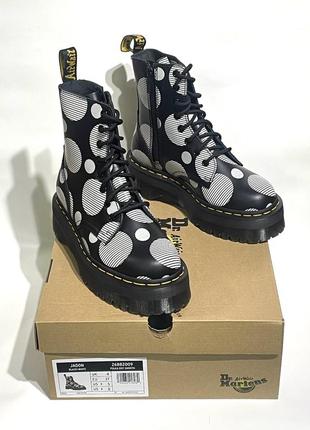Черевики dr. martens 26882009 jadon polka dot smooth leather  шнурівка+блискавка