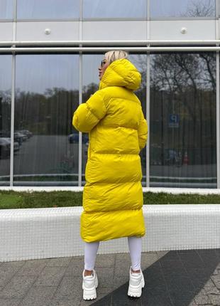 Теплый зимний дутый пуховик с капюшоном на аэро пуха, женский длинный пуховик на зиму, пуффер зимний, дутая куртка зима, м4333 фото