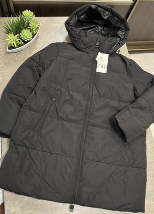 Куртка zara пуховик пуховое пальто оверсайз