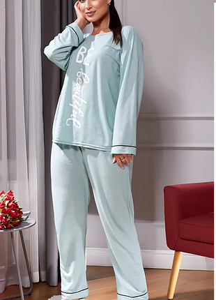 Піжама жіноча батал, трикотажна жіноча піжама великого розміру