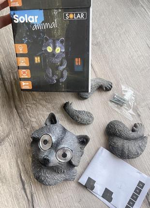 Садова світлодіодна сонячна лампа solar animal «єнот», для встановлення на дерево, альтанки і т.п.