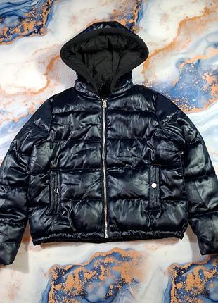 Пуховик next женский глянцевый с капюшоном куртка