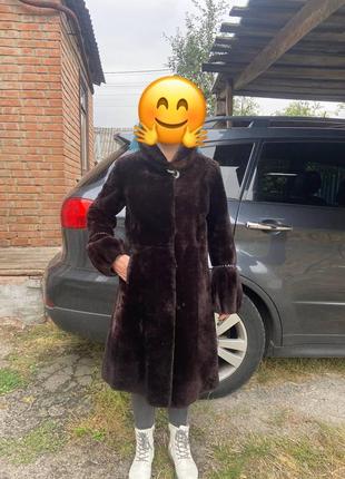 Норковая шуба с воротником из песца