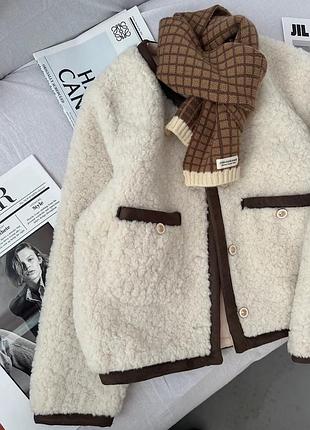 Белый кардиган овчина