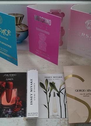 Набор люксовых пробников, versace, moschino, shiseido, issey miyake, giorgio armani