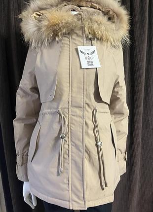 Теплая женская куртка,темный беж,m,l,xl