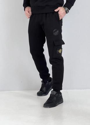 🔥мужские брюки stone island черные зимние🔥