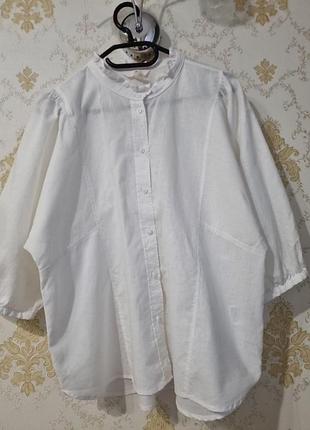 Белая льняная блуза h&amp;m 3