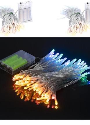 Гирлянда led на 3-х батарейках 100 лампочек 10 метров мультицвет