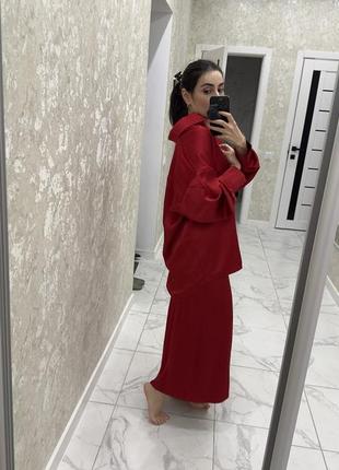 Сатиновый костюм. рубашка + юбка5 фото