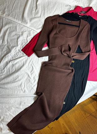 Міді сукня з розрізами в рубчик threadless