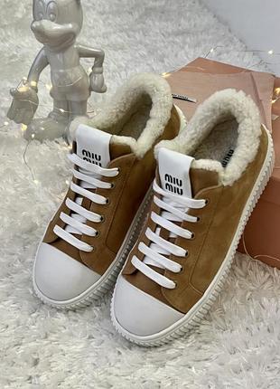 Кеды miu miu утепленные замш