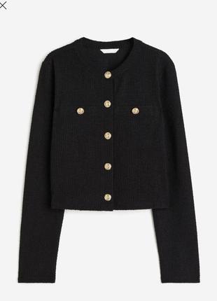 Твідовий жакет кардиган h&m чорний в стилі old money