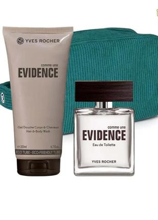 Набір evidence: 
туалетна вода,
 гель 2в1 для чоловіків