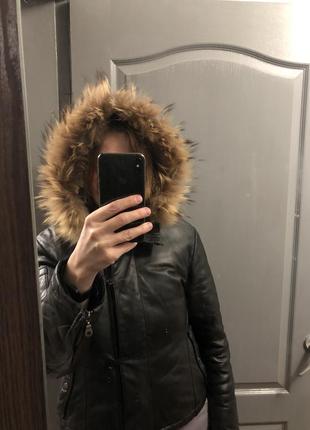 Кожаный пуховик dkny куртка кожаная косуха