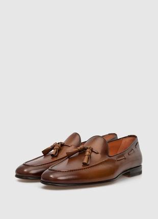 Santoni leather loafers шкіряні лофери туфлі люкс італія