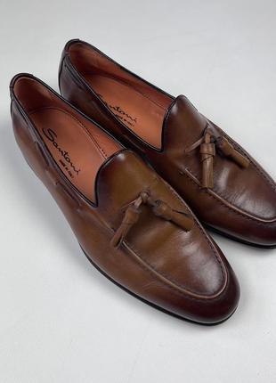 Santoni leather loafers шкіряні лофери туфлі люкс італія3 фото