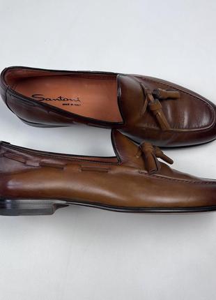 Santoni leather loafers шкіряні лофери туфлі люкс італія5 фото