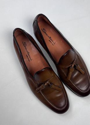 Santoni leather loafers шкіряні лофери туфлі люкс італія4 фото