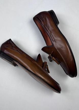Santoni leather loafers шкіряні лофери туфлі люкс італія6 фото
