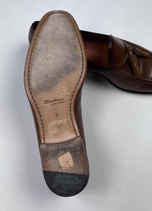 Santoni leather loafers шкіряні лофери туфлі люкс італія8 фото