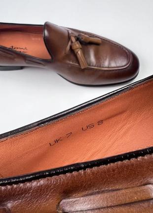 Santoni leather loafers шкіряні лофери туфлі люкс італія7 фото