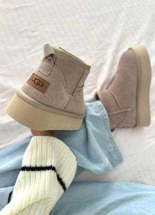 Угги ugg classic ultra mini platform “latte”6 фото