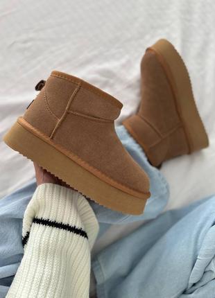 Угги ugg classic ultra mini platform “tan”