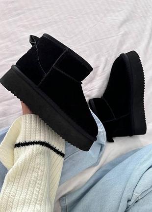 Угги ugg classic ultra mini platform “black”