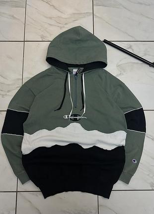 Кастомний upcycle unisex champion oversized olive hoodie 1/1