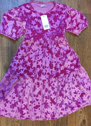 Розовое платье бархатное платье в звездочки f&amp;f