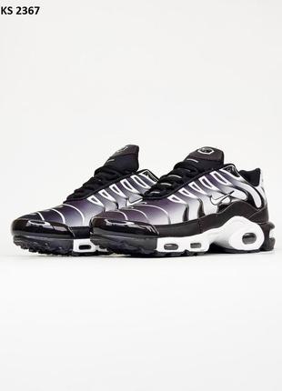 Кроссовки nike air tn max plus black white черно-белые
