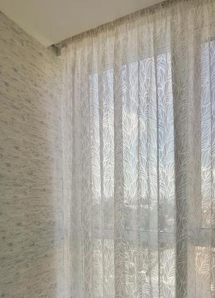 Гардина тюль деморе плотная листья