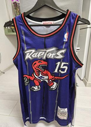 Мужская спортивная винтажная майка toronto raptors vince carter mitchell & ness р s