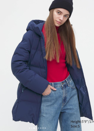 Бесшовное пуховое пальто куртка uniqlo
