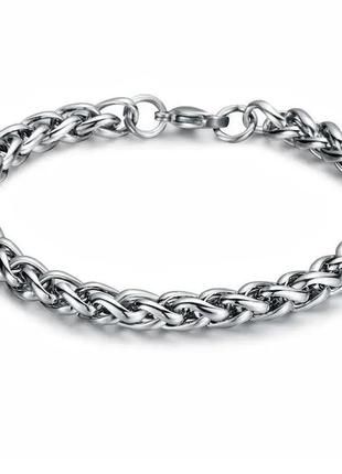 Мужской серебряный браслет стальной, мужская серебряная цепочка цепь на руку, металлический из стали5 фото