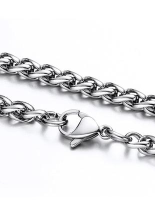 Мужской серебряный браслет стальной, мужская серебряная цепочка цепь на руку, металлический из стали6 фото