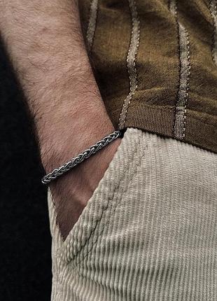 Мужской серебряный браслет стальной, мужская серебряная цепочка цепь на руку, металлический из стали3 фото