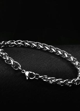 Мужской серебряный браслет стальной, мужская серебряная цепочка цепь на руку, металлический из стали9 фото